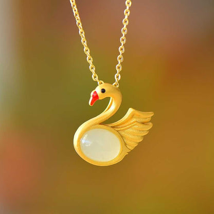 Ancient-Style Silver Swan Three-Piece Set