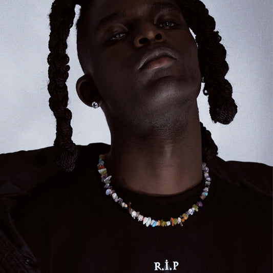 Collar hip hop de forma libre con piedra natural 