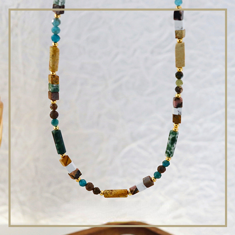 Vintage Personalized Natural Stone Beaded Necklace