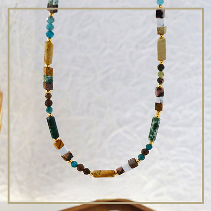 Vintage Personalized Natural Stone Beaded Necklace