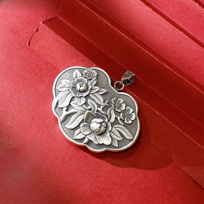 Collar con colgante de peonía de plata esterlina de estilo chino, accesorios para suéter