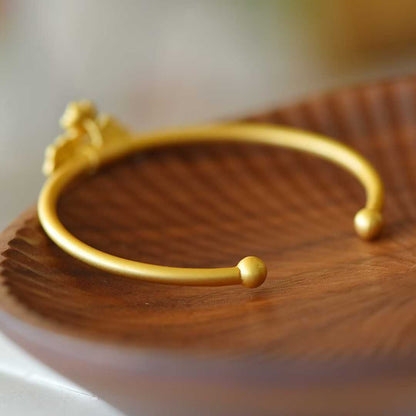 925 Silver Inlaid Hetian Nephrite "Lotus Bead" Bracelet