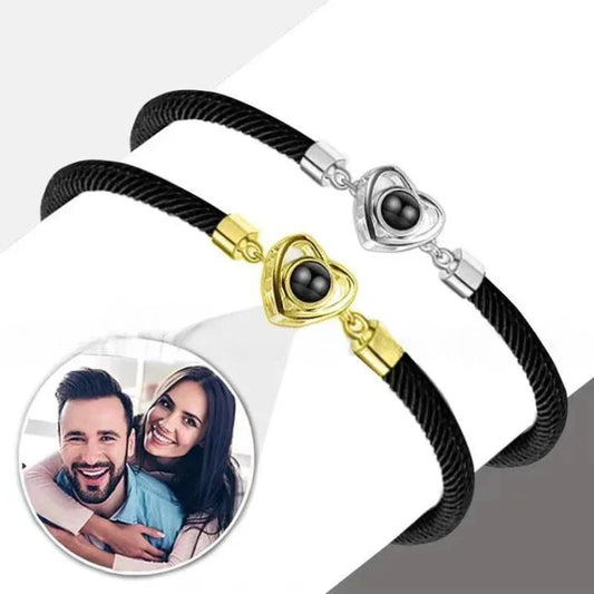Pulsera de cuerda tejida con proyección de fotos 