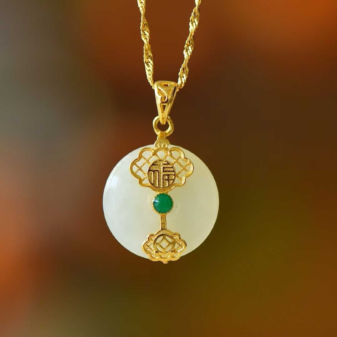 925 Silver-Inlaid Hetian Jade Pendant with "Peace & Smoothness" Meaning (Plain Silver Style)