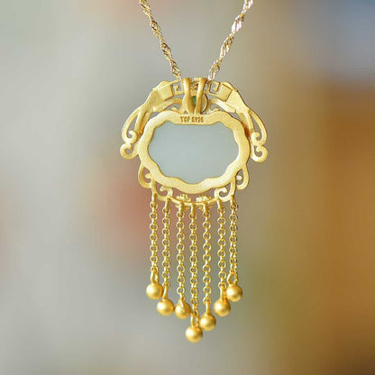 925 Silver-Inlaid Hetian Jade Baby Lock Pendant