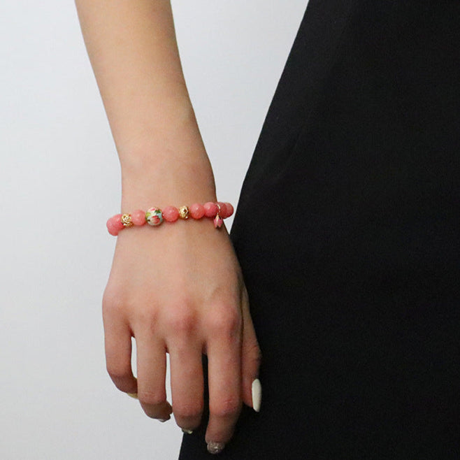 Nueva pulsera de cuentas de flores coloridas de estilo chino para mujer.