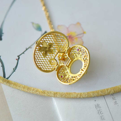 S925 Silver Inlaid Hetian Nephrite "All Wishes Come True & Ruyi Lock" Pendant