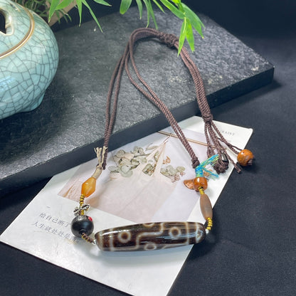 Collar de clavícula con cuentas Dzi trenzadas de moda