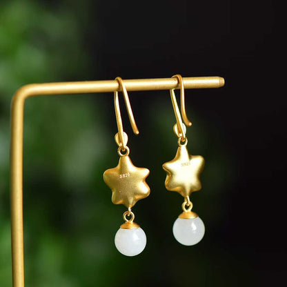 S925 Silver Inlaid Nephrite "Guose (National Beauty) & Family Reunion" Earrings