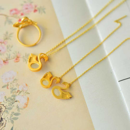 Ancient-Style Silver Swan Three-Piece Set