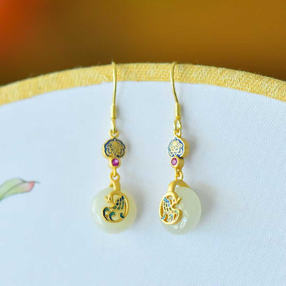 S925 Silver Inlaid Hetian Nephrite "Prosperity & Peace Buckle" Jewelry Set