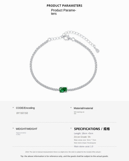 Pulsera de tenis de lujo con circonita esmeralda