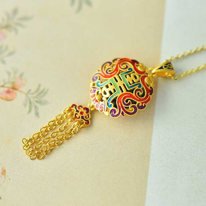 925 Silver-Inlaid Hetian Green Jade Pendant with Single-Sided "Dragon Blessing" Design & Tassel