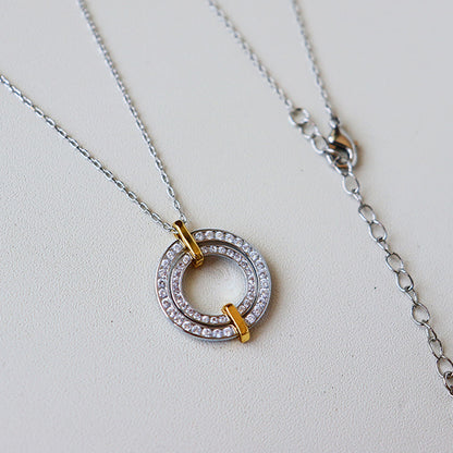Novelty retro zircon double ring necklace women's accessories