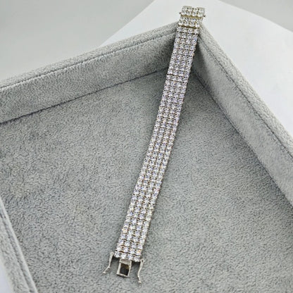 Pulsera de varias hileras de circonita cúbica, moderna, atrevida y brillante✨闪耀方晶锆石宽版手链✨