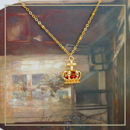 Collar clásico vintage con colgante de corona para mujer