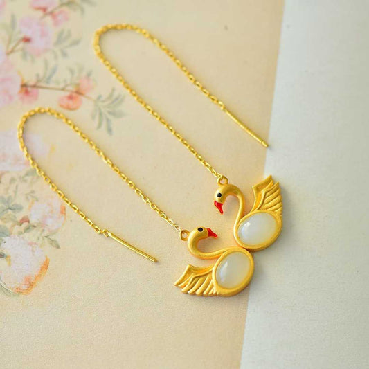 Ancient-Style Silver Swan Three-Piece Set