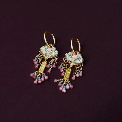 Chinese ancient retro colorful oil drop earrings