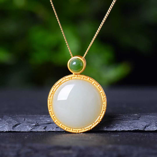 925 Silver Inlaid Hetian Jade Bulgari Set