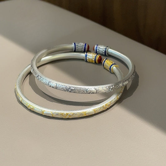 Pulsera de plata de ley con elefante esmaltado