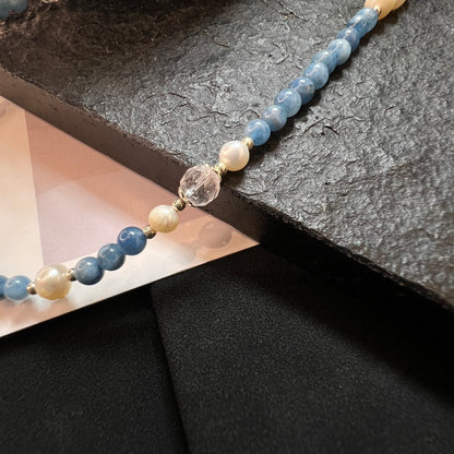 Collar de clavícula de aguamarina de moda