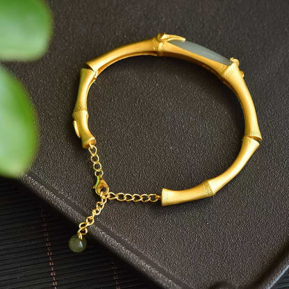 S925 Silver Inlaid Hetian Nephrite "Steady Progress" Bracelet