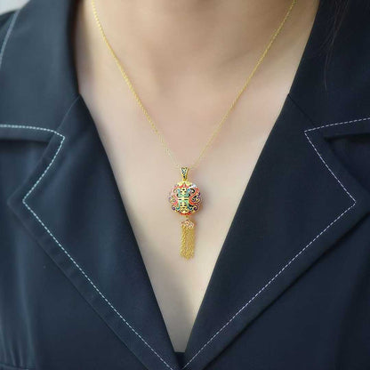 925 Silver-Inlaid Hetian Green Jade Pendant with Single-Sided "Dragon Blessing" Design & Tassel