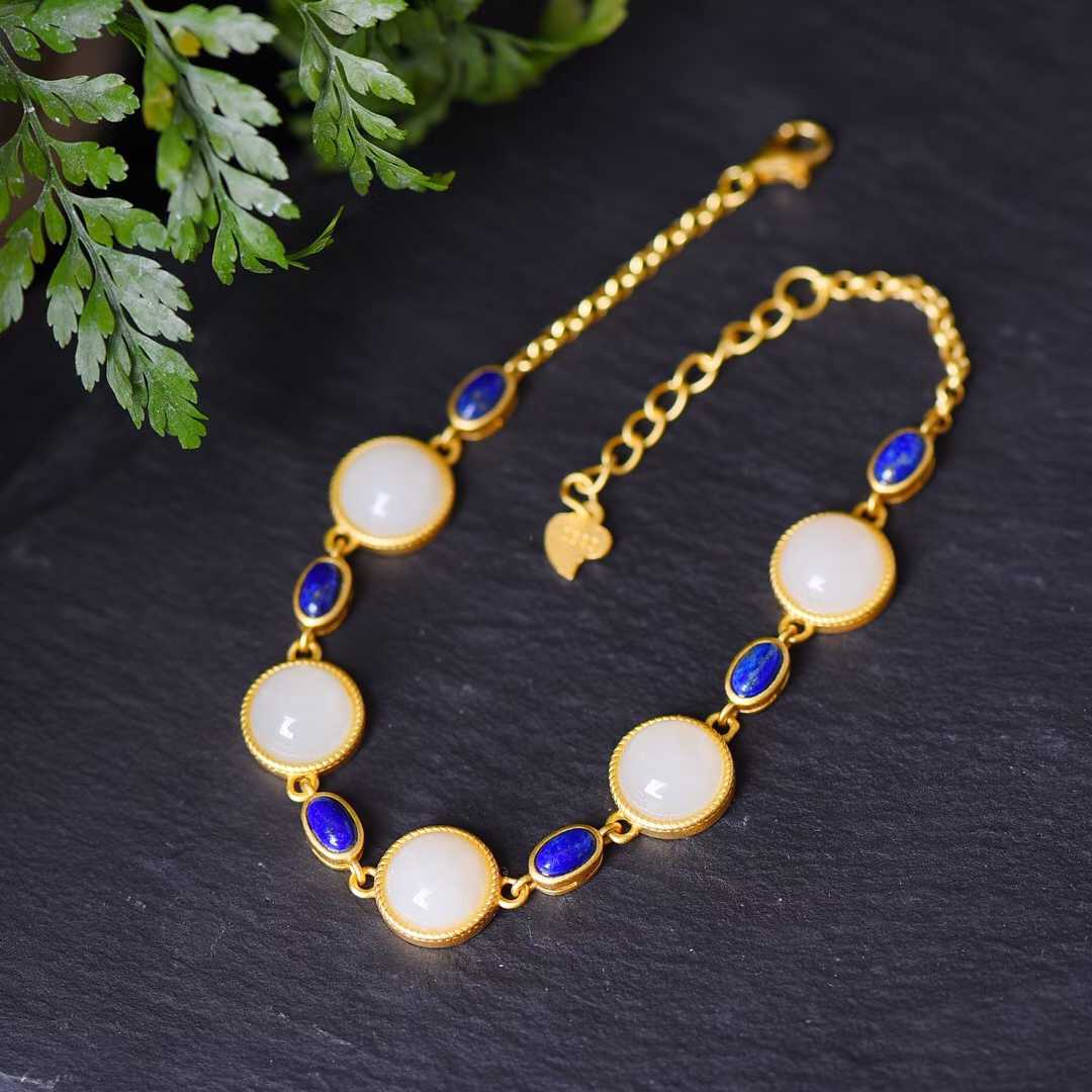 925 Silver Inlaid Hetian Jade Set