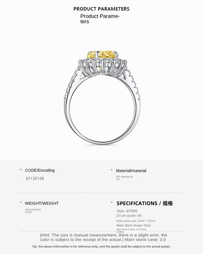 Anillo clásico de circonita con diamante de alto carbono y corte de flor de hielo brillante y noble
