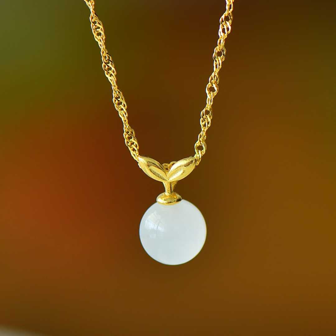 S925 Silver Inlaid Hetian Nephrite Mermaid Pendant