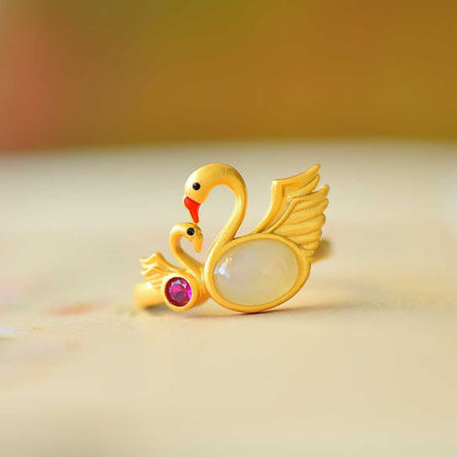 Ancient-Style Silver Swan Three-Piece Set