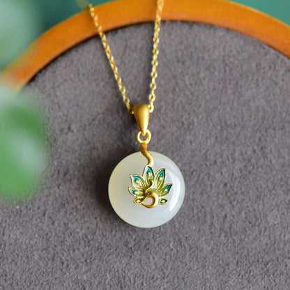 925 Silver Inlaid Hetian Enamel Peacock Spreading Its Tail Pendant