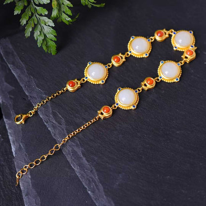 925 Silver Inlaid Hetian Nephrite "Thick Matte Gold" Jewelry Set Series