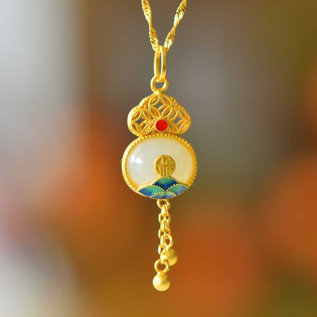 S925 Silver Inlaid Nephrite "Fuyun Lianlian" Jewelry Set