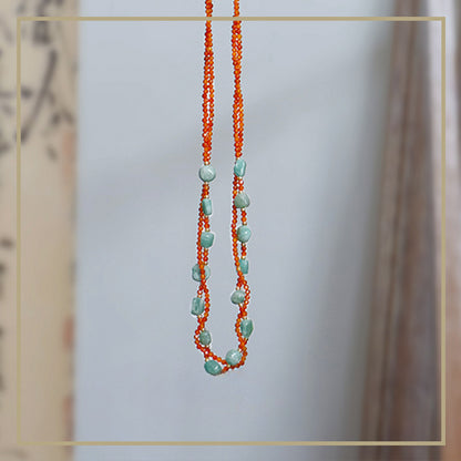 Ancient style women's accessories natural stone handmade beaded necklace