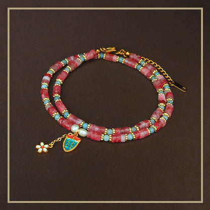 Nuevo collar de cuentas hecho a mano con flores coloridas de estilo chino 