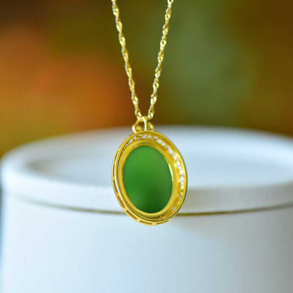 925 Silver Inlaid Hetian Jasper "Cabochon & Fish Leaping Over the Dragon Gate" Pendant