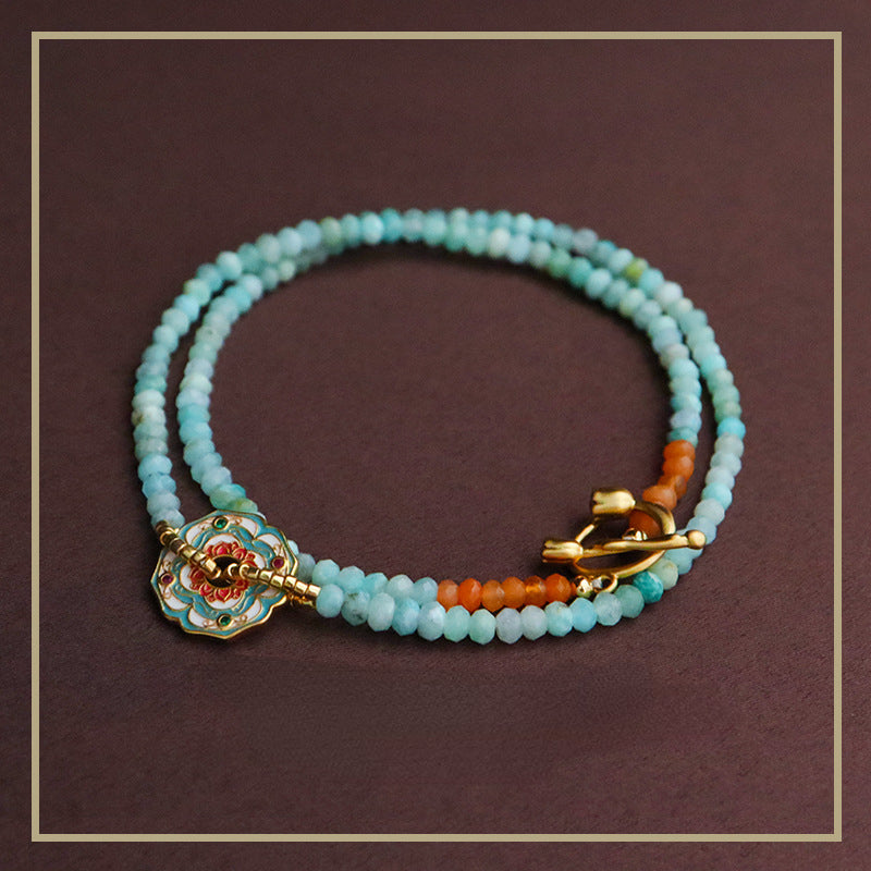 Collar de cuentas de flores coloridas de moda de estilo chino