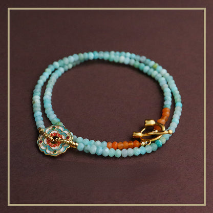Collar de cuentas de flores coloridas de moda de estilo chino