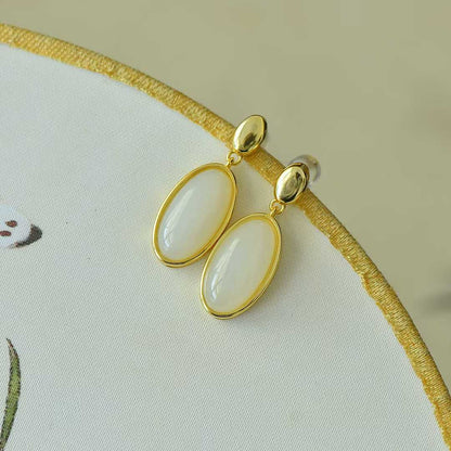 925 Silver Inlaid Nephrite "Completion Perfection" Earrings