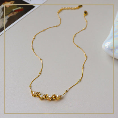 Collar trenzado de perlas de agua dulce retro de alta calidad