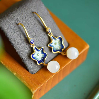 S925 Silver Inlaid Nephrite "Guose (National Beauty) & Family Reunion" Earrings