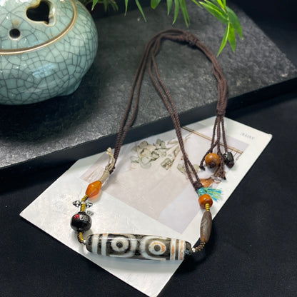 Collar de clavícula con cuentas Dzi trenzadas de moda