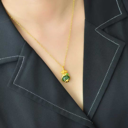 925 Silver Inlaid Hetian Jadeite "Cute Panda" Pendant