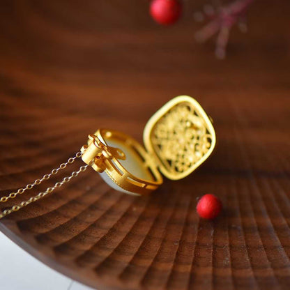 Ancient-Style Silver-Inlaid Hetian Jade Sachet Box