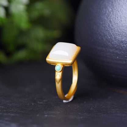 925 Silver Inlaid Hetian Jade Ruyi Lock Set