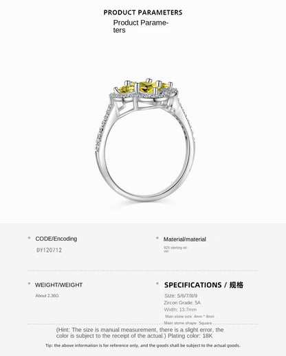 Anillo clásico de circonita con diamante de alto carbono y corte de flor de hielo brillante y noble