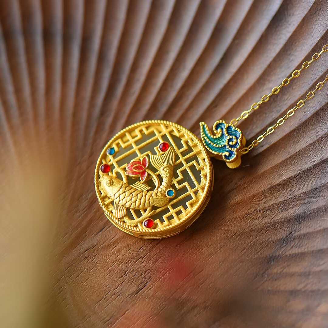 925 Silver Inlaid Nephrite "Niannian Youyu" Pendant