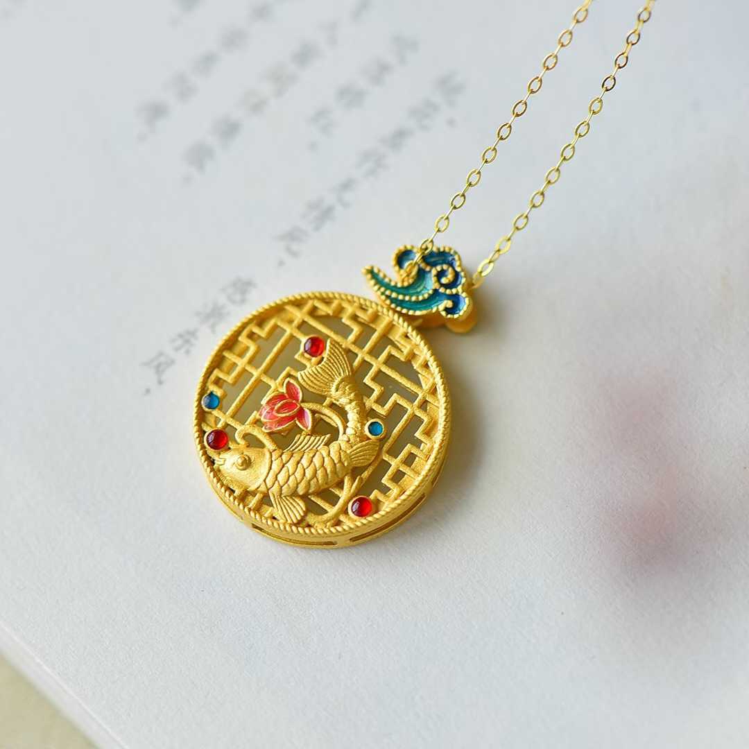 925 Silver Inlaid Nephrite "Niannian Youyu" Pendant