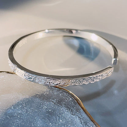 China Solid Sterling Silver Oval Cuff Bracelet